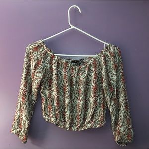Boho Long Sleeve Crop Top